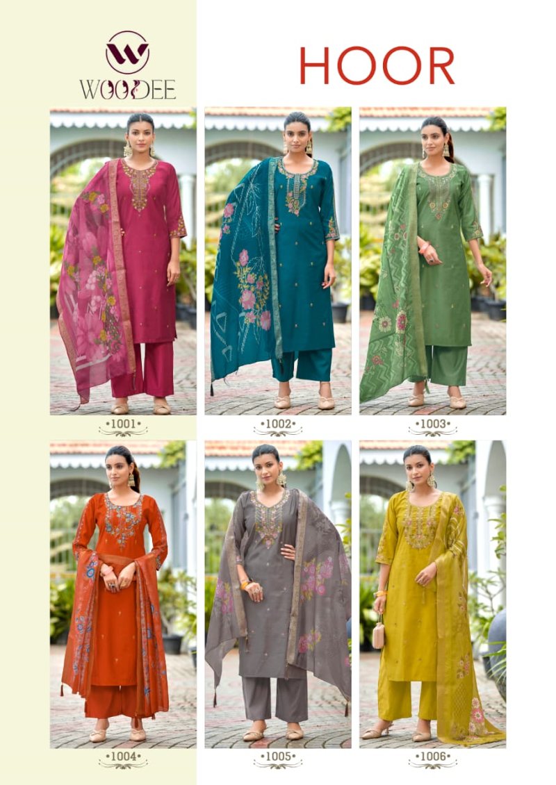 Hoor By Woodee Viscose Gadhwal Kurti With Bottom Dupatta 